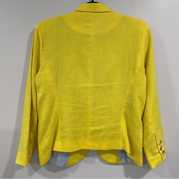 Cremieux Women’s Yellow 100% Linen One Button Lined Jacket Size L - Picture 2 of 9